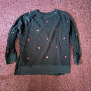 PINK Victoria’s Secret embroidered roses fleece sweatshirt L